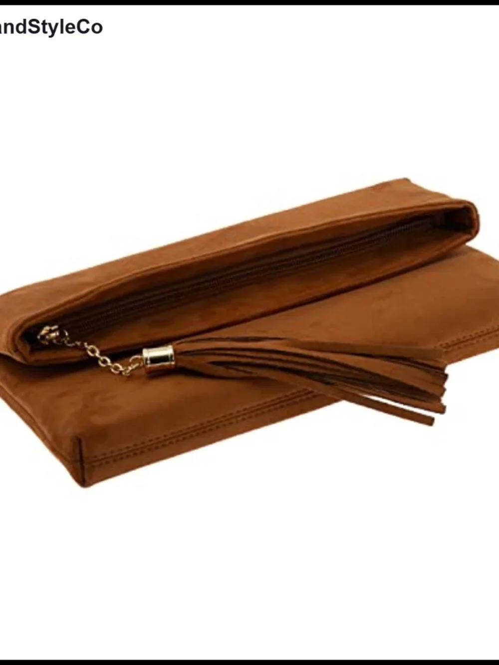 Faux Micro Suede Fold Over Clutch with Chain Strap